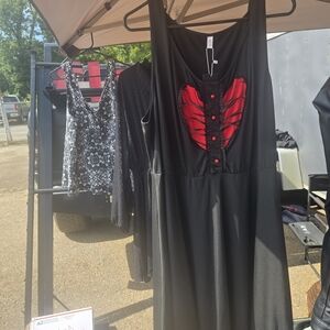 Black Dress with Red Heart Detail